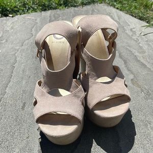 Faux suede guess wedges